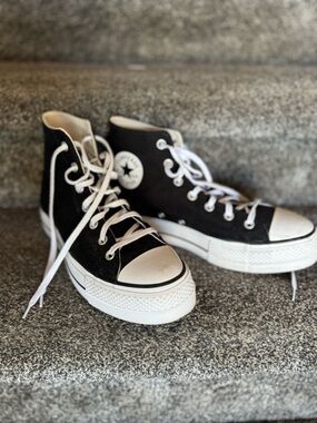 Converse Black and White High Top Platform Sneakers